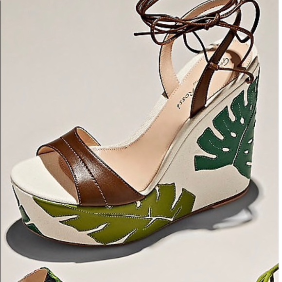 SALE Gianvito Rossi Grenada LeatherCanvas Wedge 37 - Picture 5 of 14